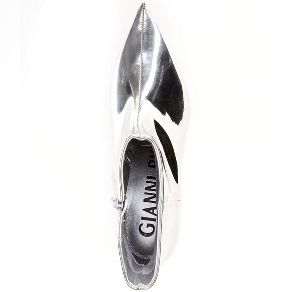Gianni Bini booties 9 silver mirror Georgina kitten pointy metallic new $140 - Picture 5 of 6